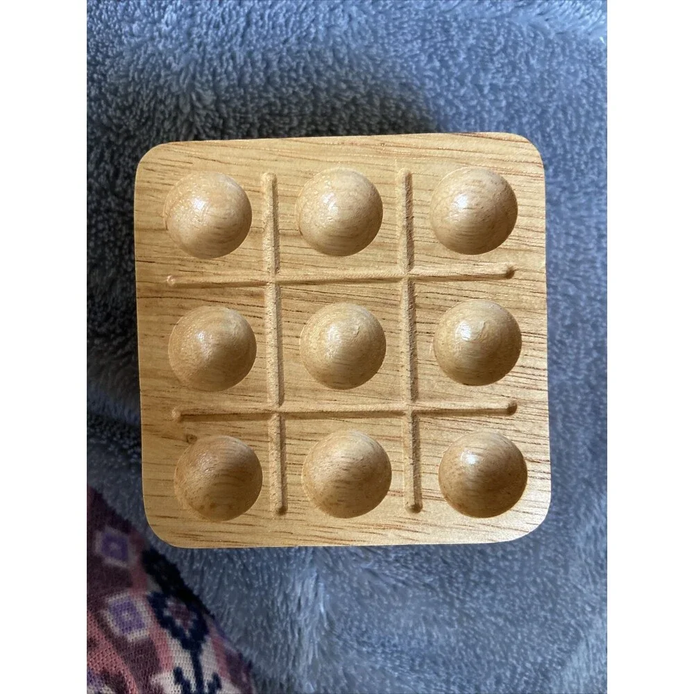 Vintage Wooden Tic Tac Toe by Totes Mini Size Travel Portable Compact Game 2008